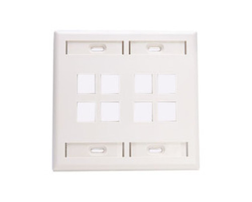 LEVITON  42080-8WP               QuickPort Wallplate with ID Window, Dual Gang, 8-Port, White