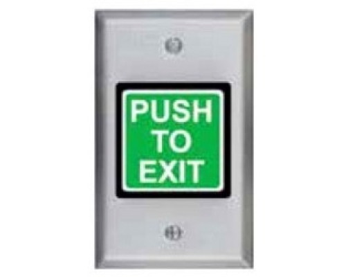 SECURITY DOOR CONTROLS  424U               Illuminated Exit Switch, 1-Gang, Momentary, DPDT, PUSH TO EXIT Legend, 5 Ampere at 12/24 Volt DC, 2-7/8