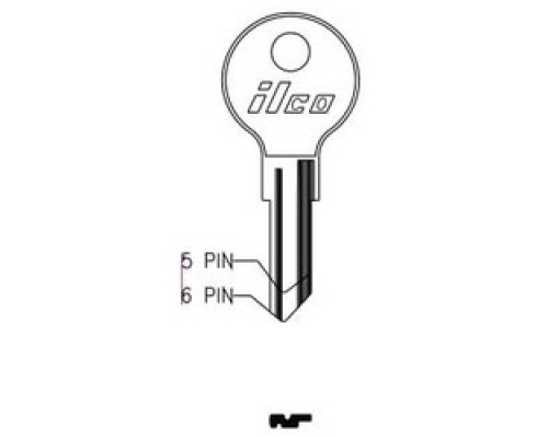 KABA ILCO CORP  DO2 NP A20               Cylinder Lock Key Blank, 6-Pin, Brass, Nickel Plated, 20 Price Group, For Dominion Lock