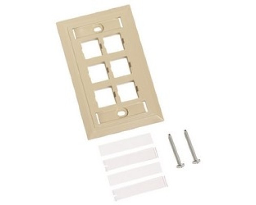 COMMSCOPE ENTERPRISE SOLUTIONS  108168592  M16L-246              L Type Flush Mounted Faceplate, Six Port, Ivory