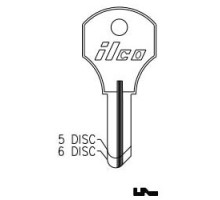 KABA ILCO CORP  1000V NP A02  AL2503602B              Cylinder Lock Key Blank, 6-Disc, Brass, Nickel Plated, 2 Price Group, For Corbin Cabinet Lock