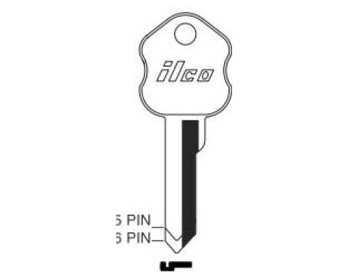 KABA ILCO CORP  SY2 NP A16  AA00002642              Safe Deposit Key Blank, 5-Pin, Brass, Nickel Plated, 16 Price Group, For Security/Kumahira