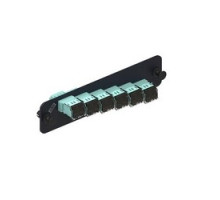 COMMSCOPE UNIPRISE SOLUTIONS  760067173  PNL-BK-012-MFA-LC02-AQ-SHUTTERED              Fiber Adapter Panel, 1000-Type, 6 LazrSPEED Multimode Duplex LC Aqua Fiber Adapters, Black Panel, Shuttered