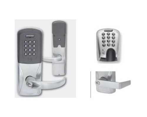 SCHLAGE ALLEGION BRAND  AD400-993R70MGK-RHO-626-P-C-RHR 4B 134        Electronic Door Lock, Rim/CVC/CVR Exit Trim Chassis, Magnetic Stripe, Keypad, Right Hand Reverse, Rhodes Lever, Satin Chrome, With 6-Pin Cylinder, For Class/Stor