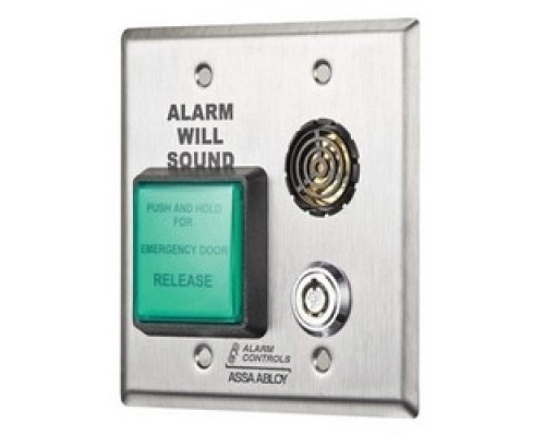 ALARM CONTROLS  DE-1               Egress Timer, Delayed, 12/24 Volt DC, 2 Second Nuisance Delay, SPDT Timed Contact, 2-Gang, Stainless Steel