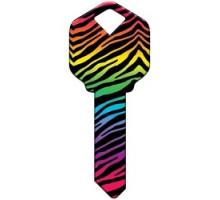 HOWARD KEYS  SC1-HK43               Decorative Key Blank, Schlage, Rainbow Zebra Design
