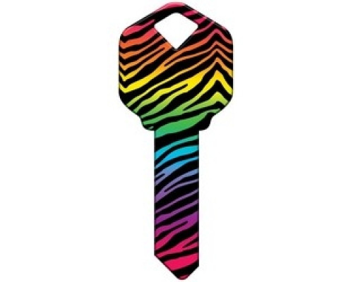 HOWARD KEYS  SC1-HK43               Decorative Key Blank, Schlage, Rainbow Zebra Design