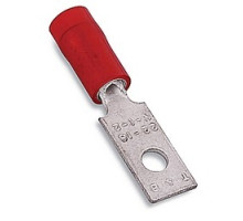THOMAS & BETTS  RA485               Nylon Insulated Rectangular Ring Terminal, Length 1.015in, Width 0.237in, Bolt Hole #4, Wire Range #22-#18 AWG, Red, Copper, Tin Plated