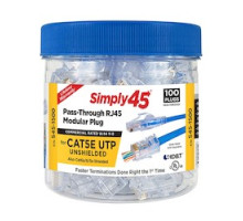 SIMPLY45 LLC  S45-1500               PASS THROUGH BLUE TINT -   CAT5E UTP - 100PC JAR
