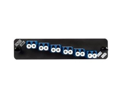 COMMSCOPE UNIPRISE SOLUTIONS  760149351  PNL-BK-012-SFA-LC02-BL-NS              Adapter Panel, 1000-Type, Teraspeed Single-mode, 6 LC Duplex Blue Adapters, No Shutter, Black Finish