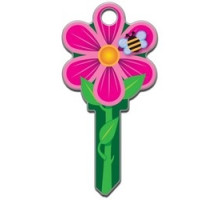 LUCKY LINE PRODUCTS INC  B106K               House Key, Kwikset, Flower, Brass, Enamel Coating, 1 each per Card