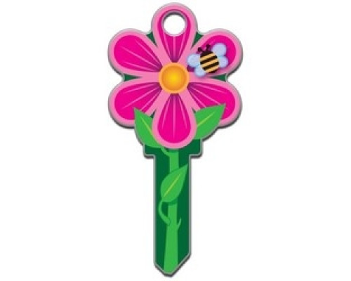 LUCKY LINE PRODUCTS INC  B106K               House Key, Kwikset, Flower, Brass, Enamel Coating, 1 each per Card
