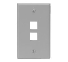 LEVITON  41080-2GP               QuickPort Wallplate, Single Gang, 2-Port, Grey