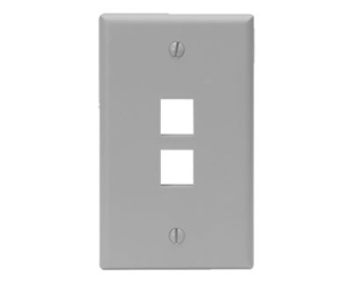 LEVITON  41080-2GP               QuickPort Wallplate, Single Gang, 2-Port, Grey