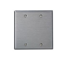LEVITON  84025-40               2-gang No Device Blank Wallplate, Standard Size, 302 Stainless Steel, Box Mount - Stainless Steel
