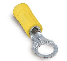 THOMAS & BETTS  10RC-14               Vinyl-Insulated Ring Terminal, Wire Range #12-#10 AWG, Copper, Tin Plated, Length 1.16 Inches, Width .50 Inches, Maximum Insulation .210, Bolt Hole 1/4 Inch, Yellow