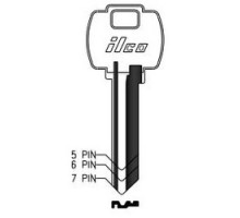 KABA ILCO CORP  L1054WD NP A12               Cylinder Lock Key Blank, 7-Pin, Sectional, Brass, Nickel Plated, 12 Price Group, For Falcon