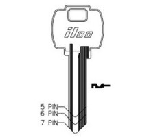 KABA ILCO CORP  A1054WR NP A13  AA52862092              Cylinder Lock Key Blank, 6-Pin, Master, Brass, Nickel Plated, 13 Price Group, For Falcon