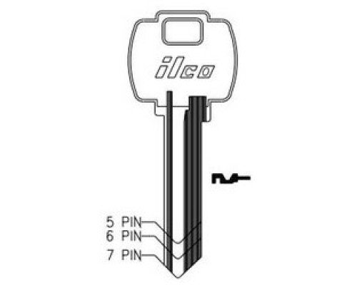 KABA ILCO CORP  A1054WR NP A13  AA52862092              Cylinder Lock Key Blank, 6-Pin, Master, Brass, Nickel Plated, 13 Price Group, For Falcon