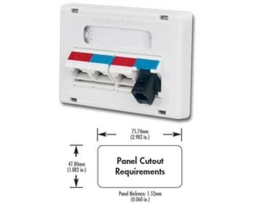 SIEMON COMPANY  MX-MFP-HMA-01               Modular Furniture Adapter, 1.88 in x 2.98 in, 4 Openings, MX, Black