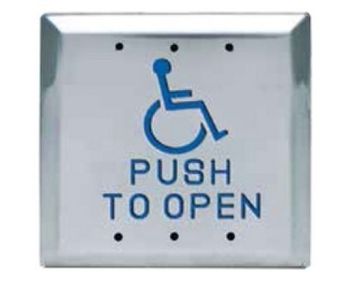 SECURITY DOOR CONTROLS  482A4U               Push Plate Switch, Square, Recessed, Surface Box/Bollard Mount, SPDT, Blue Infill, PUSH TO OPEN Legend, 4-1/2