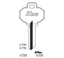 KABA ILCO CORP  1510 NS A52  AL00000293              Cylinder Lock Key Blank, 5-Pin, Natural Nickel Silver, 11 Price Group, For Baldwin
