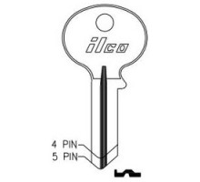 KABA ILCO CORP  1071D NP A15  AA42201032              Cylinder Lock Key Blank, 5-Pin, Brass, Nickel Plated, 15 Price Group, For Wilson-Bohannon