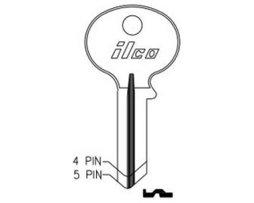 KABA ILCO CORP  1071D NP A15  AA42201032              Cylinder Lock Key Blank, 5-Pin, Brass, Nickel Plated, 15 Price Group, For Wilson-Bohannon