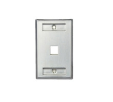 LEVITON  43080-1L1               QuickPort Wallplate, Single Gang, 1-Port, Stainless Steel, with designation Window