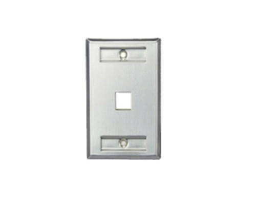 LEVITON  43080-1L1               QuickPort Wallplate, Single Gang, 1-Port, Stainless Steel, with designation Window
