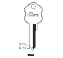 KABA ILCO CORP  SY4 NP A13               Safe Deposit Key Blank, 5-Pin, Brass, Nickel Plated, 13 Price Group, For Security/Kumahira