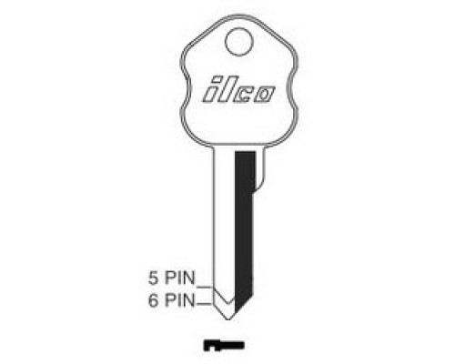 KABA ILCO CORP  SY4 NP A13               Safe Deposit Key Blank, 5-Pin, Brass, Nickel Plated, 13 Price Group, For Security/Kumahira