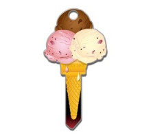 LUCKY LINE PRODUCTS INC  B111S               House Key, Schlage, Ice Cream, Brass, Enamel Coating, 1 each per Card