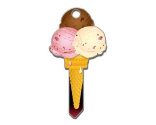 LUCKY LINE PRODUCTS INC  B111S               House Key, Schlage, Ice Cream, Brass, Enamel Coating, 1 each per Card