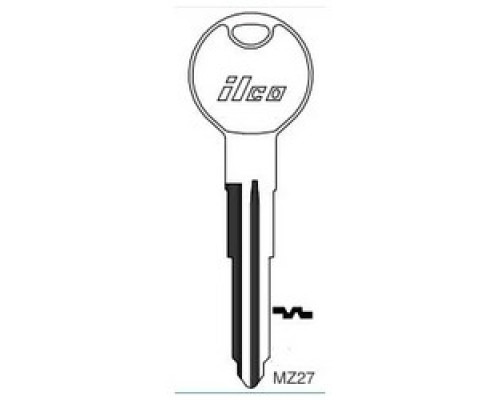 KABA ILCO CORP  MZ27-NP NP A36  IAE00001342              Vehicle Key Blank, Brass, Nickel Plated, 36 Price Group, For Mazda