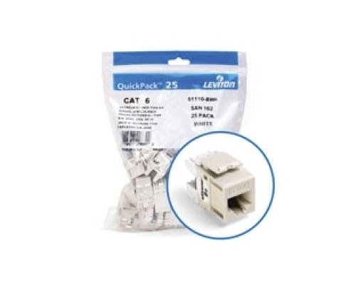 LEVITON  61110-BT6               Category 6 Snap-in Jack, Universal Wiring, 110 Style Termination, Pack of 25