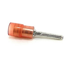 THOMAS & BETTS  RA18-47PT               Nylon Insulated Pin Terminal, Length .85 Inches, Pin Length .390 Inches, Diameter .075 Inches, Wire Range #22-#18 AWG, Color Red, Copper, Tin Plated