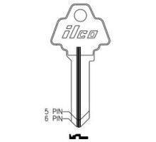 KABA ILCO CORP  A1170C NP A20               Cylinder Lock Key Blank, 6-Pin, Brass, Nickel Plated, 20 Price Group, For Challenger