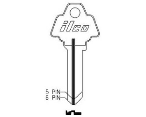 KABA ILCO CORP  A1170C NP A20               Cylinder Lock Key Blank, 6-Pin, Brass, Nickel Plated, 20 Price Group, For Challenger