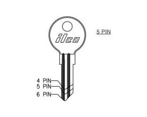 KABA ILCO CORP  1054G NP A07  AA00016232              Cylinder Lock Key Blank, 5-Pin, Brass, Nickel Plated, 7 Price Group, For Fort
