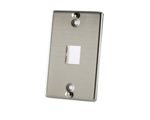 ORTRONICS  403STJ1WP               TracJack Wall Phone Plate, stainless steel, single gang, one-port, includes phone studs