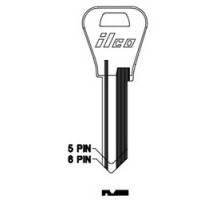 KABA ILCO CORP  A1054WB NP A03  AL4075600B              Cylinder Lock Key Blank, 6-Pin, Brass, Nickel Plated, 3 Price Group, For Falcon