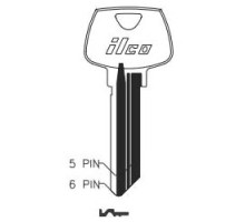 KABA ILCO CORP  01007HN NS A53  AA53808863              Cylinder Lock Key Blank, 6-Pin, Natural Nickel Silver, 12 Price Group, For Sargent