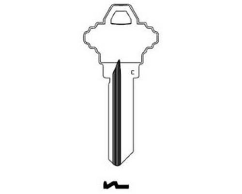 KABA ILCO CORP  101C-NS-PLAIN NS A31  AA00019253              Cylinder Lock Key Blank, Look-Alike, 6-Pin, C Keyway, Natural Nickel Silver, 6 Price Group, For Schlage