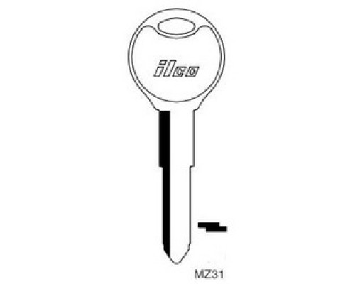 KABA ILCO CORP  MZ31 NP A05  X249              Vehicle Key Blank, Brass, Nickel Plated, 5 Price Group, For Mazda