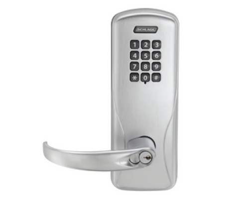 SCHLAGE ALLEGION BRAND  CO100-MS70KP-SPA-626-L-RH 4B 09663 10072 134        Programmable Keypad Lock, Right Handed, Sparta Lever, Mortise Chassis, 4 AA Battery, Satin Chrome Plated, Without KIL Cylinder, For Classroom/Storeroom