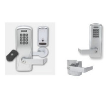 SCHLAGE ALLEGION BRAND  CO220-CY75KP-RHO-626-L-RH 4B 13247 10025 134        Electronic Door Lock, Cylindrical Chassis, Keypad, Right Hand, Rhodes Lever, 4AA Battery, Satin Chrome, Without 6-Pin Cylinder, For Classroom