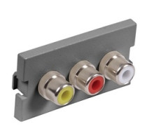 HUBBELL PREMISE WIRING IM3RS1GY        iStation Modules, 3 RCA, Solder Type,1-Unit, Gray