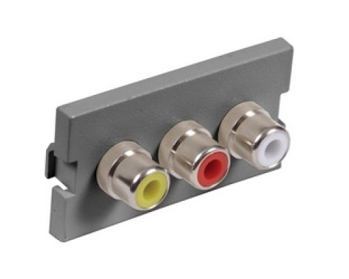 HUBBELL PREMISE WIRING IM3RS1GY        iStation Modules, 3 RCA, Solder Type,1-Unit, Gray