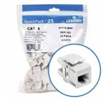 LEVITON  61110-BW6               eXtreme 6+ QuickPort Connector Quickpack, Category 6, 25-pack, White